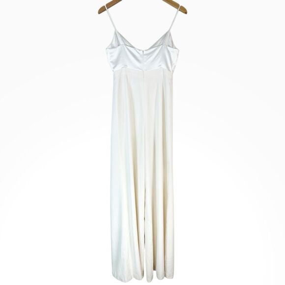 BHLDN JILL STUART White Nicki Jumpsuit Size 2 XS Wide Leg Spaghetti Ivory - Picture 6 of 13